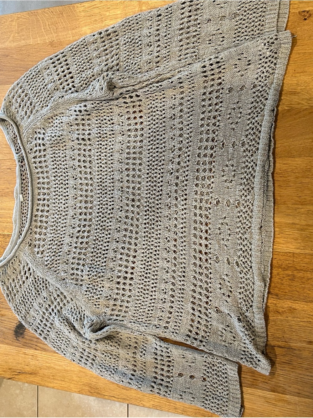Women's Open-Knit Scoop Neck Sweater in Light Taupe